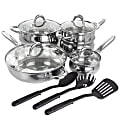Gibson Home Ancona 12-Piece Stainless Steel Cookware Set, Silver