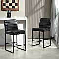 Glamour Home Belisario Faux Leather Counter Height Stools With Backs, Black, Set Of 2 Stools 1 thumbnail image