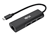 Tripp Lite USB 3.1 Gen 1 USB-C Multiport Portable Hub/Adapter, 3 USB-A Ports and Gigabit Ethernet Port, Thunderbolt 3 Compatible, Black, USB Type C - Docking station - USB-C 3.1 / Thunderbolt 3 - 1GbE