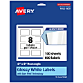 Avery® Glossy Permanent Labels With Sure Feed®, 94237-WGP100, Rectangle, 2" x 3", White, Pack Of 800