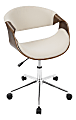 LumiSource Curvo Mid-Century Modern Mid-Back Chair, Cream/Walnut/Silver 1 thumbnail image