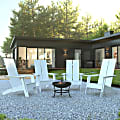 Flash Furniture Finn 5-Piece Modern All-Weather Slat Adirondack Chair Set With Fire Pit, White 1 thumbnail image