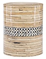 Linon Paziah Bamboo Drum Table, 18-1/8"H x 15"W x 15"D, Natural/Black