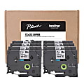 Brother® P-Touch Label Maker Tape, Black/White, Pack Of 8 Rolls