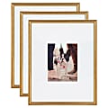 Uniek Kate And Laurel Adlynn Wall Picture Frame Set, 21” x 17" With Mat, Gold, Set Of 3
