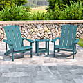 Flash Furniture Charlestown All-Weather Poly Resin Wood Adirondack Chairs With Side Table, Sea Foam