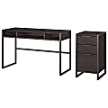 kathy ireland® Office by Bush Business Furniture Atria 48"W Writing Desk With 3 Drawer File Cabinet, Charcoal Gray, Standard Delivery 1 thumbnail image