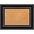 Amanti Art Rectangular Non-Magnetic Cork Bulletin Board, Natural, 24” x 18”, Grand Black Plastic Frame