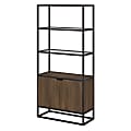 Bush Business Furniture Anthropology 65"H 5-Shelf Bookcase With Doors, Rustic Brown Embossed, Standard Delivery 1 thumbnail image