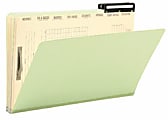 Smead® Mortgage Pressboard Folders, 2/5 Cut, Legal Size, 100% Recycled, Green/Manila, Pack Of 10