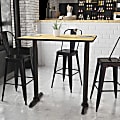 Flash Furniture Laminate Rectangular Table Top With Bar-Height Table Bases, 43-1/8"H x 30"W x 42"D, Natural/Black