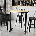 Flash Furniture Laminate Rectangular Table Top With Bar-Height Table Bases, 43-1/8"H x 30"W x 42"D, Natural/Black 1 thumbnail image