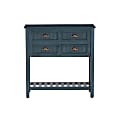 Linon Blaney Wood Beadboard Console Table, 32-1/2”H x 31-3/4”W x 13-7/8”D, Antique Navy