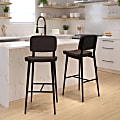 Flash Furniture Kenzie Commercial-Grade Mid-Back Bar Stools, Brown/Black, Set Of 2 Stools