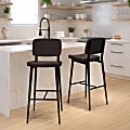 Flash Furniture Kenzie Commercial-Grade Mid-Back Bar Stools, Brown/Black, Set Of 2 Stools 1 thumbnail image