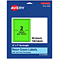 Avery® Printable Labels With Sure Feed® Technology, 94258-NGP80, Rectangle, 5" x 7", Matte Neon Green, Pack of 160 1 thumbnail image