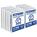 Samsill 3-Ring Economy Binders, 1” Round Rings, White, 100% Recycled, Set Of 12 Binders
