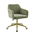 Linon Inman Quilted Fabric Mid-Back Home Office Chair, Green/Gold