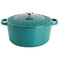 Spice by Tia Mowry Savory Saffron Enameled Cast Iron Dutch Oven With Lid, 3.9 Qt, Teal 1 thumbnail image
