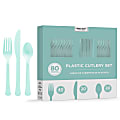Amscan 8016 Solid Heavyweight Plastic Cutlery Assortments, Robin's Egg Blue, 80 Pieces Per Pack, Set Of 2 Packs