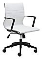 Zuo Modern Stacy Ergonomic Faux Leather Mid-Back Office Chair, White