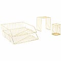 U Brands® Metal Desk Organization Kit, Vena Collection, Cup, Sort and 2 Trays Included, Gold (3940U00-01) - Desktop - Gold - Metal - 1 Set Each 1 thumbnail image
