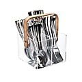 Mind Reader Modern Collection 4-Compartment Utensil Caddy, 4-1/2”H x 5-1/2”W x 5-1/2”D, Brown 1 thumbnail image