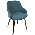 LumiSource Bacci Chair, Walnut Wood Back/Teal Fabric
