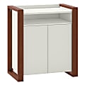 kathy ireland® Home by Bush Furniture Voss 2 Door Accent Storage Cabinet, Cotton White/Serene Cherry, Standard Delivery