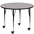 Flash Furniture Mobile 48" Round HP Laminate Activity Table With Standard Height-Adjustable Legs, Gray 1 thumbnail image