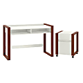 kathy ireland® Home by Bush Furniture Voss 48"W Writing Desk With 2-Drawer Mobile File Cabinet, Cotton White/Serene Cherry, Standard Delivery 1 thumbnail image