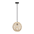 Lalia Home Ball-Shaped Rattan Pendant, 16"W, Rattan Shade/Brushed Nickel Base