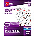 Avery® The Mighty Badge Inserts For Inkjet Printers, 1" x 3", Clear, Pack Of 100 Inserts