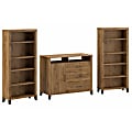 Bush Furniture Somerset Office Storage Credenza With Bookcases, Fresh Walnut, Standard Delivery