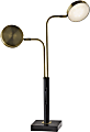 Adesso® Rowan LED 2-Arm Desk Lamp, 25-1/4"H, Antique Brass Shade/Black Base