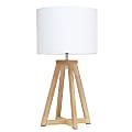 Simple Designs Interlocked Triangular Table Lamp, 19-1/8"H, White Shade/Natural Base
