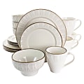 Gibson Elite Golden Halo 16-Piece Stoneware Dinnerware Set, White