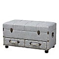Baxton Studio Modern Transitional Fabric 2-Drawer Storage Trunk Ottoman, Gray/Black 1 thumbnail image