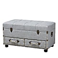 Baxton Studio Modern Transitional Fabric 2-Drawer Storage Trunk Ottoman, Gray/Black