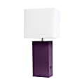 Lalia Home Lexington Table Lamp With USB Charging Port, 21"H, White/Eggplant Purple