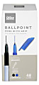 Office Depot® Brand Grip Ballpoint Pens, Medium Point, 1.0 mm, White Barrel, Black/Blue Ink, Pack Of 48 Pens