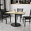 Flash Furniture Laminate Rectangular Table Top With Round Table-Height Base, 31-1/8"H x 30"W x 42"D, Natural/Black