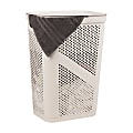 Mind Reader 60L Slim Laundry Hamper Clothes Basket With Lid, 23-1/2"H x 13-3/4"W x 17-1/4"L, Ivory