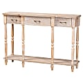 Baxton Studio Classic And Traditional French Provincial 3-Drawer Console Table, 33-15/16"H x 48"W x 13"D, Whitewashed Oak Brown 
