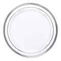 Amscan Trimmed Premium Plastic Plates, 6-1/4", White/Silver, Pack Of 40 Plates