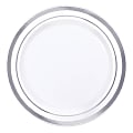 Amscan Trimmed Premium Plastic Plates, 6-1/4", White/Silver, Pack Of 40 Plates 1 thumbnail image