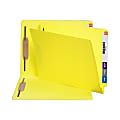 Smead® Color End-Tab Folders With Fasteners, Straight Cut, Letter Size, Yellow, Pack Of 50