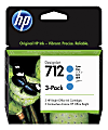 HP 712 DesignJet Cyan High-Yield Ink Cartridges, Pack Of 3, 3ED67A 1 thumbnail image