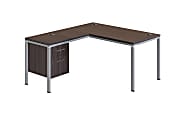 Boss Office Products Simple System Workstation L-Desk with Return & Pedestal, 30”H x 60”W x 29-1/2”D, Driftwood