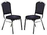 National Public Seating 9300 Series Deluxe Upholstered Banquet Chairs, Diamond Navy/Silvervein, Pack Of 2 Chairs